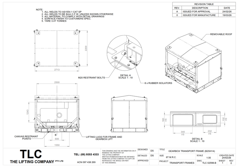 6.5T B2SH14 Gearbox Transport Frame