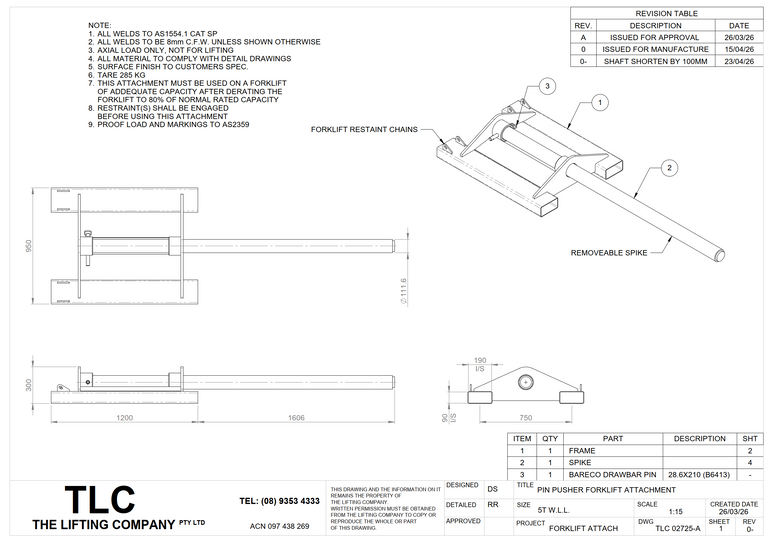 5T Pin Pusher Forklift Attachment