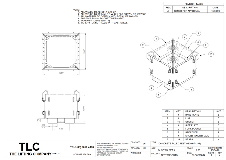 10T Concrete Filled Test Weight TLC