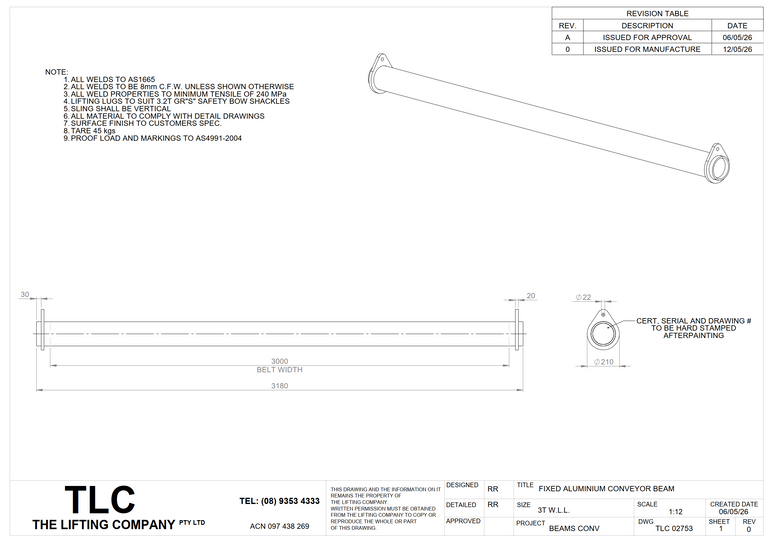 3T Aluminium Roller Beam TLC