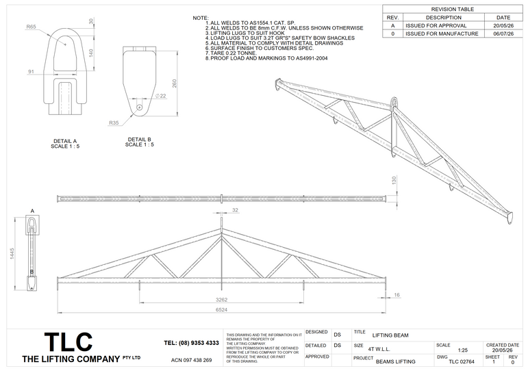 4T 6.5m Lifting Beam TLC