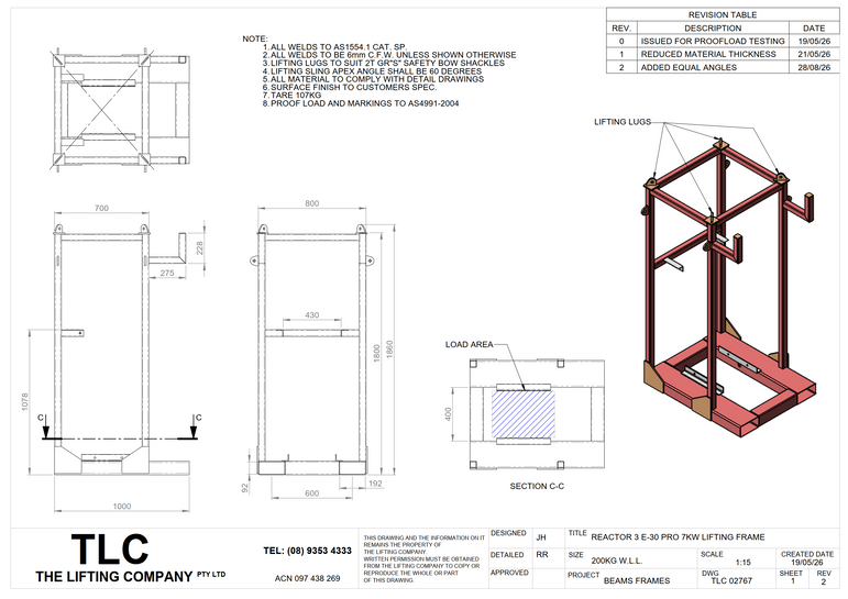 200KG Reactor 3 E-30 Lifting Frame TLC