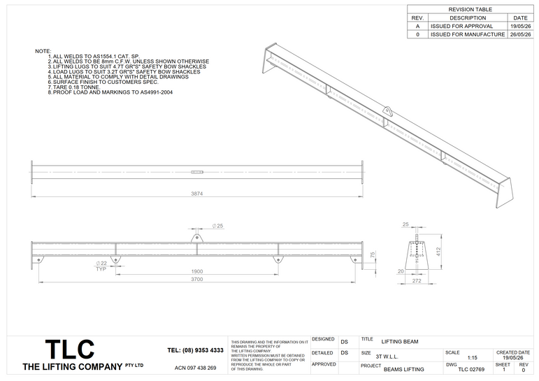 3T 3.7m Lifting Beam
