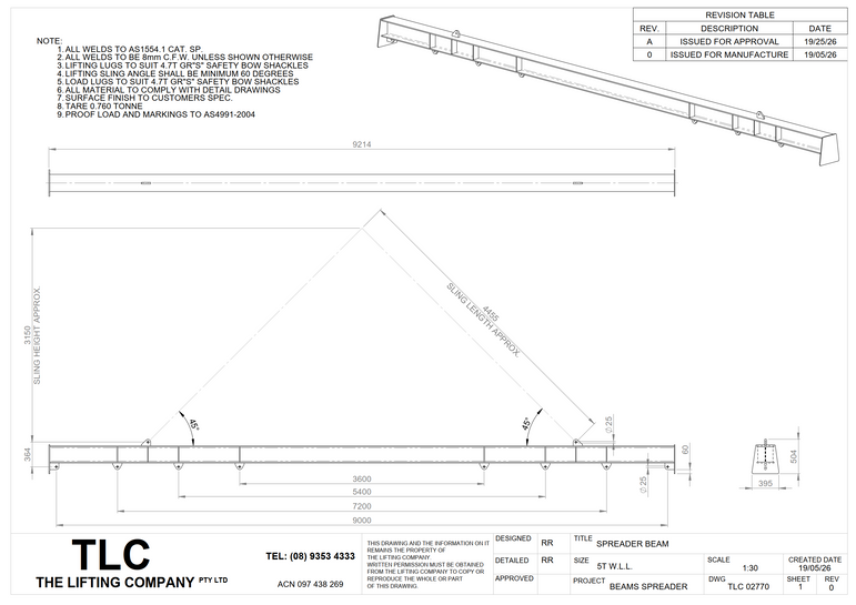 5T 9m Spreader Beam