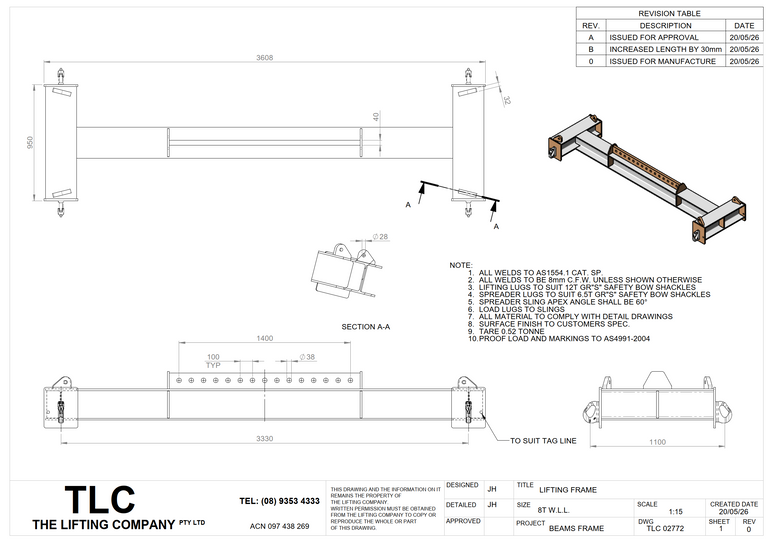 8T Lifting "H" Frame