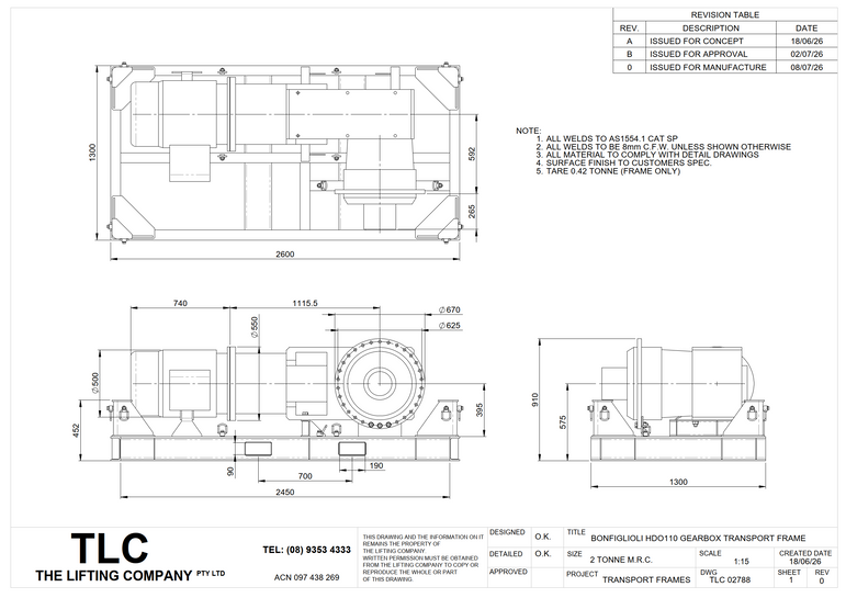 2T Bonfiglioli Gearbox Transport Frame TLC