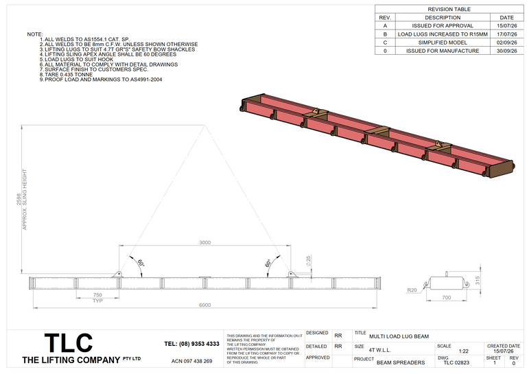 4T Multi Lug Spreader Beam TLC
