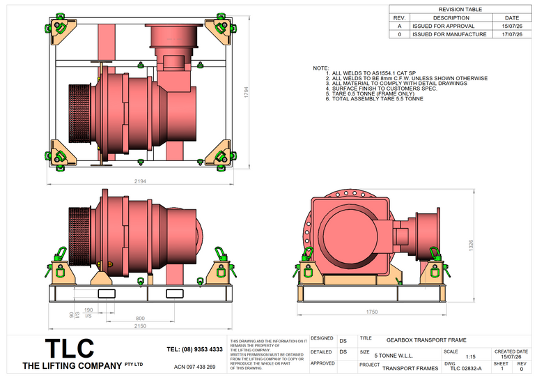 5T Gearbox Transport Frame TLC