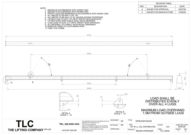 10T Semi Spreader Beam TLC