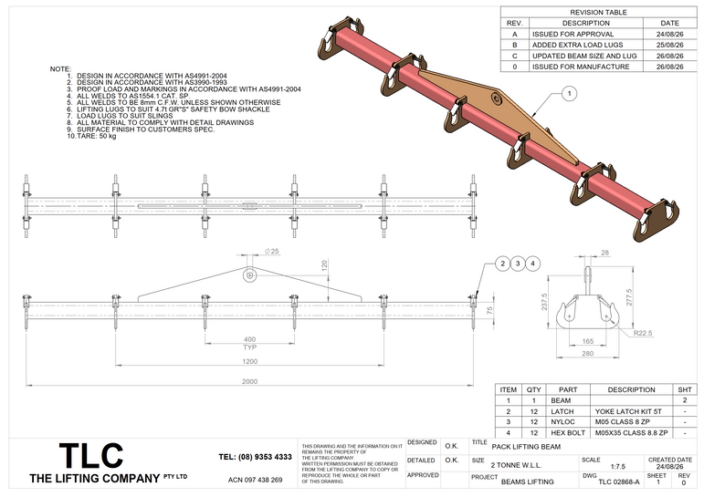 2T Pack Lifting Beam TLC