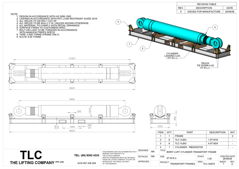 8T BWR7 Cylinder Transport Frame TLC