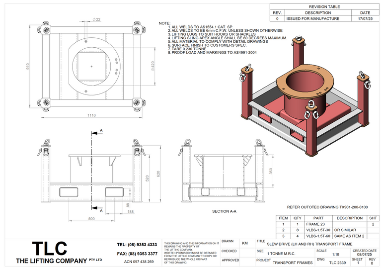 1T Slew Drive Transport Frame