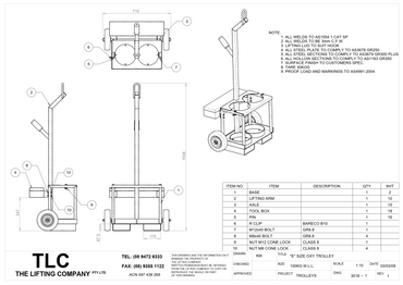 100kg 'E Size' Gas Bottle Trolley