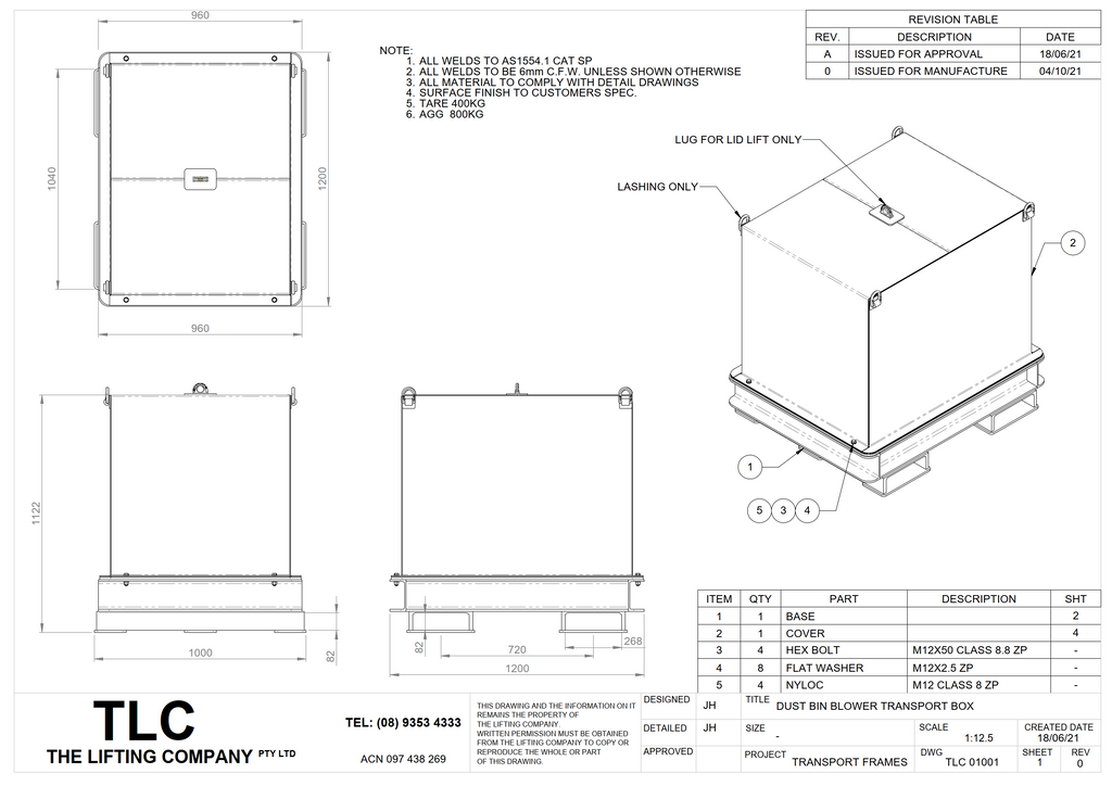 800kg agg locker dustbin transport stand