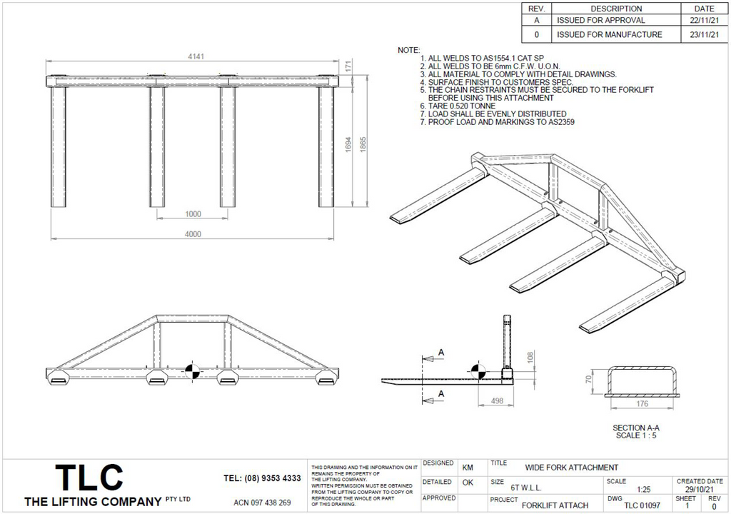 6t wide fork attachment