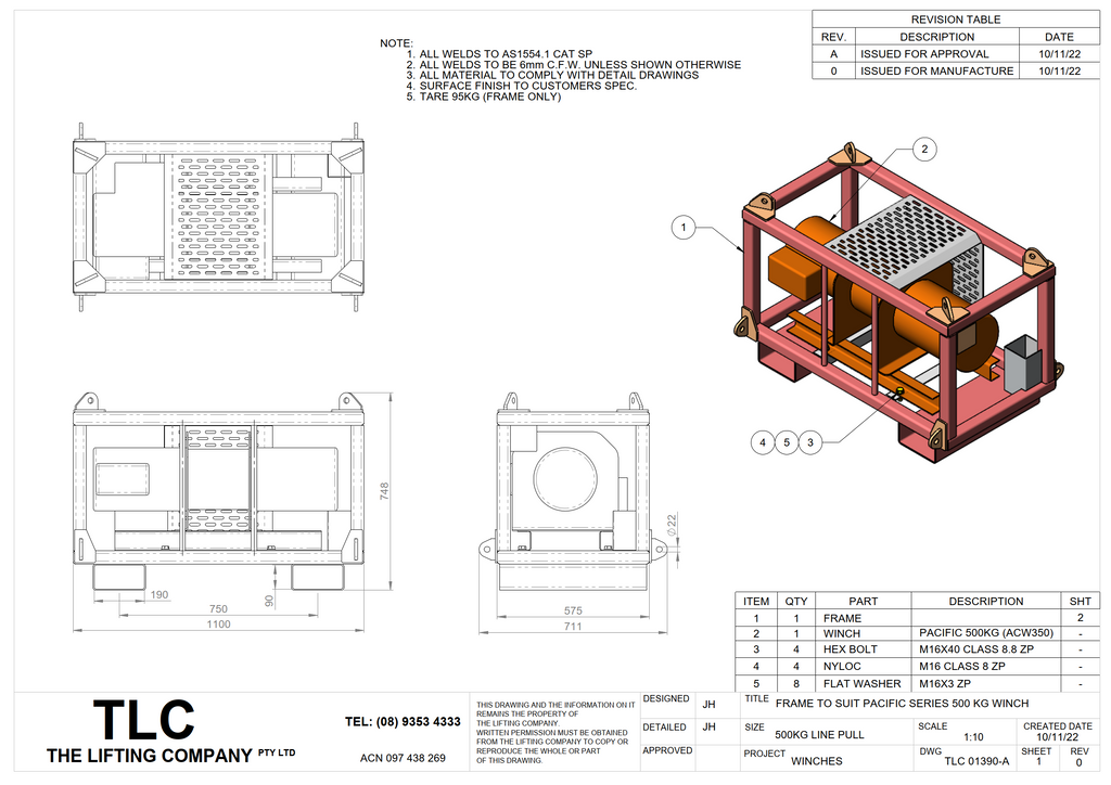 500kg stripping winch frame (pacific series)