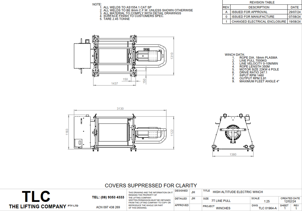 7t high altitude electric winch