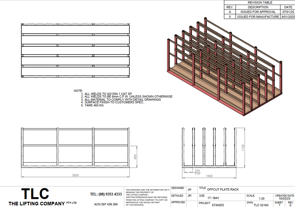 1t per bay offcut plate rack