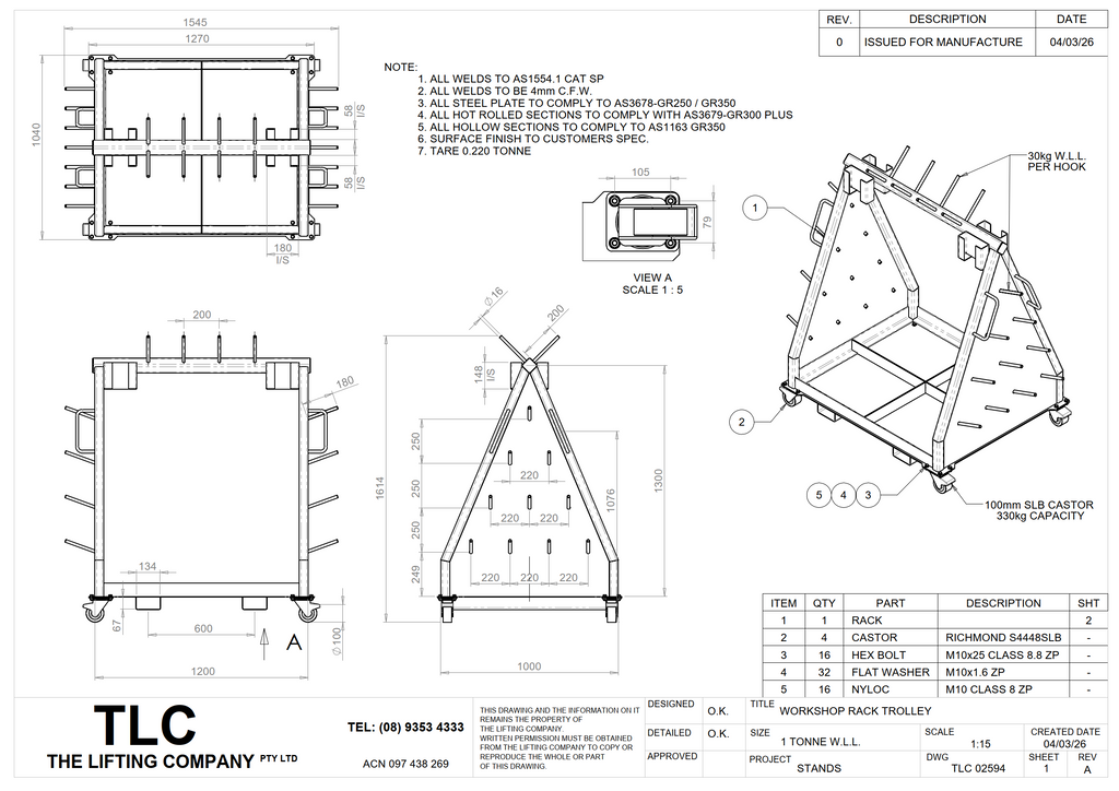 1t workshop rigging rack